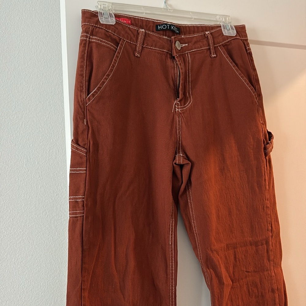 EUC [Hot Kiss] Cargo Straight Leg Stretch Rust Orange/Brown Pants Juniors Sz 9 - Picture 3 of 9